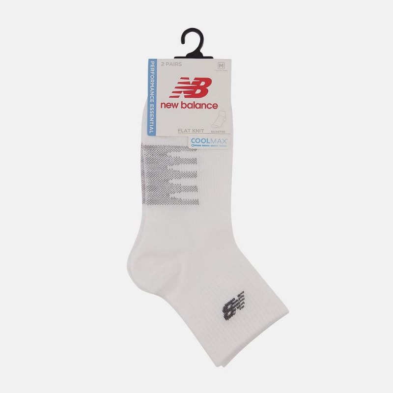 Calcetines New Balance Coolmax Thin Quarter 2 Pack Hombre Blancas | EC 1274EX