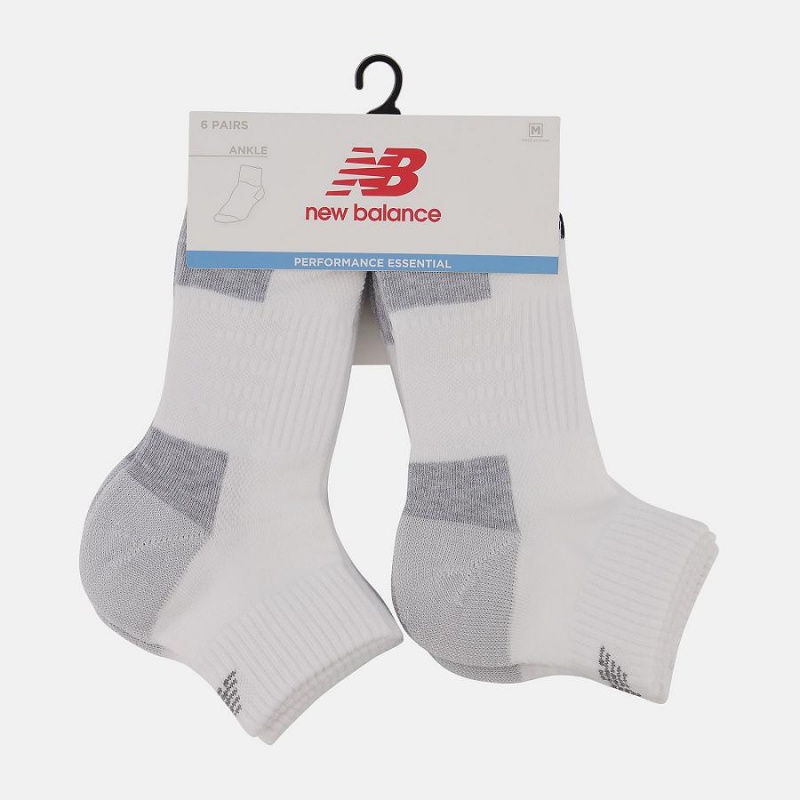 Calcetines New Balance Cushioned Ankle 6 Pack Hombre Blancas | EC 1275RW