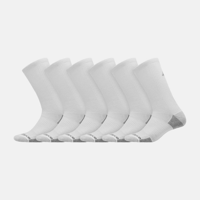 Calcetines New Balance Cushioned Crew 6 Pack Hombre Blancas | EC 1276TV
