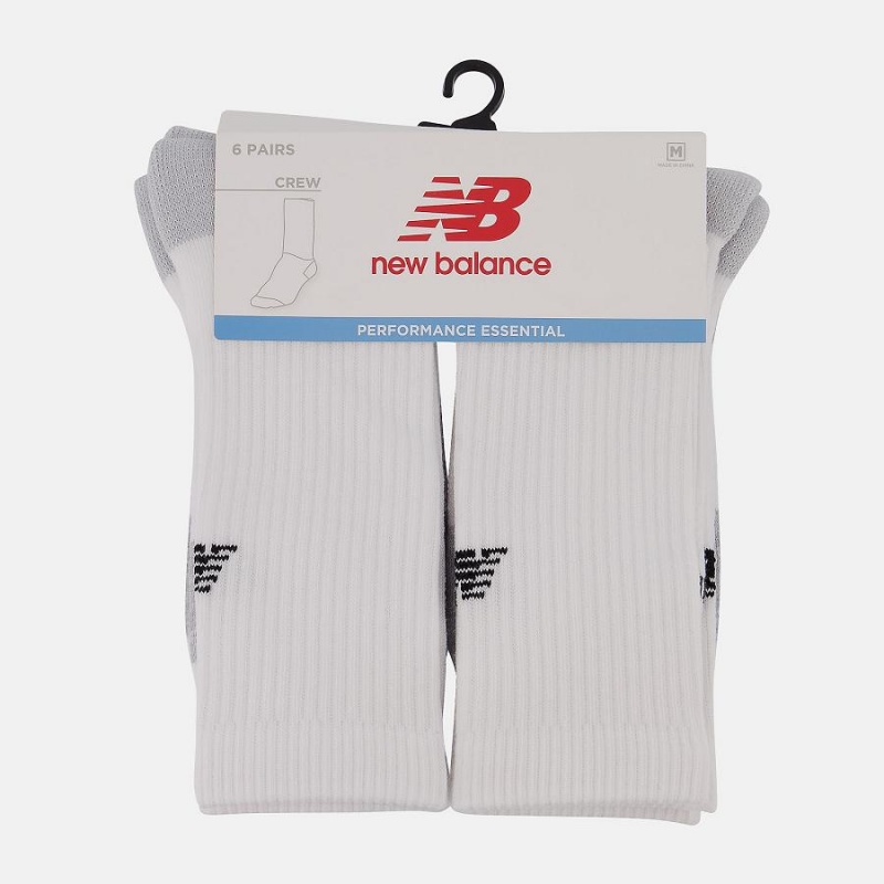 Calcetines New Balance Cushioned Crew 6 Pack Mujer Blancas | EC 2033IS