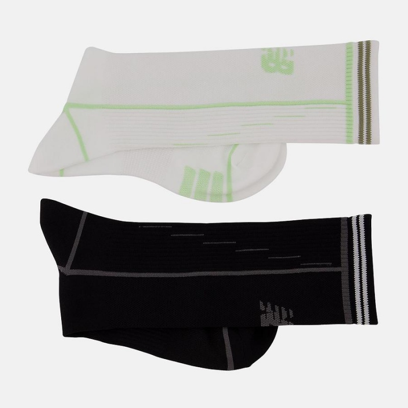 Calcetines New Balance Run Midcalf 2 Pack Hombre Negras Blancas | EC 1293CE