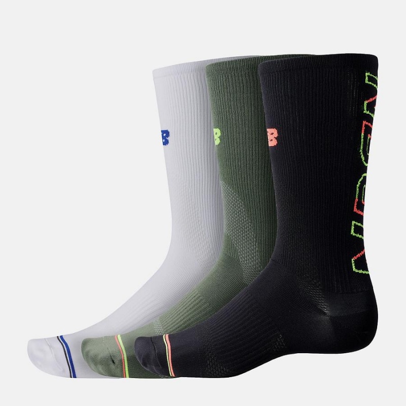 Calcetines New Balance Running Accelerate Crew 3 Pack Mujer Verde | EC 2049BC