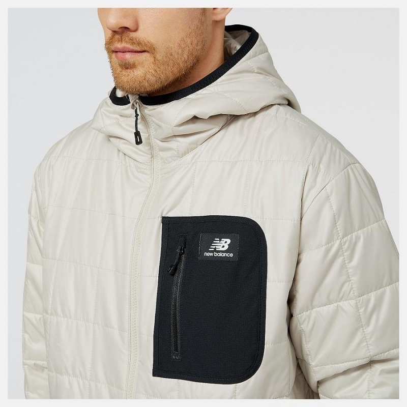 Chaquetas New Balance AT Puffer Hombre Creme | EC 1347BC