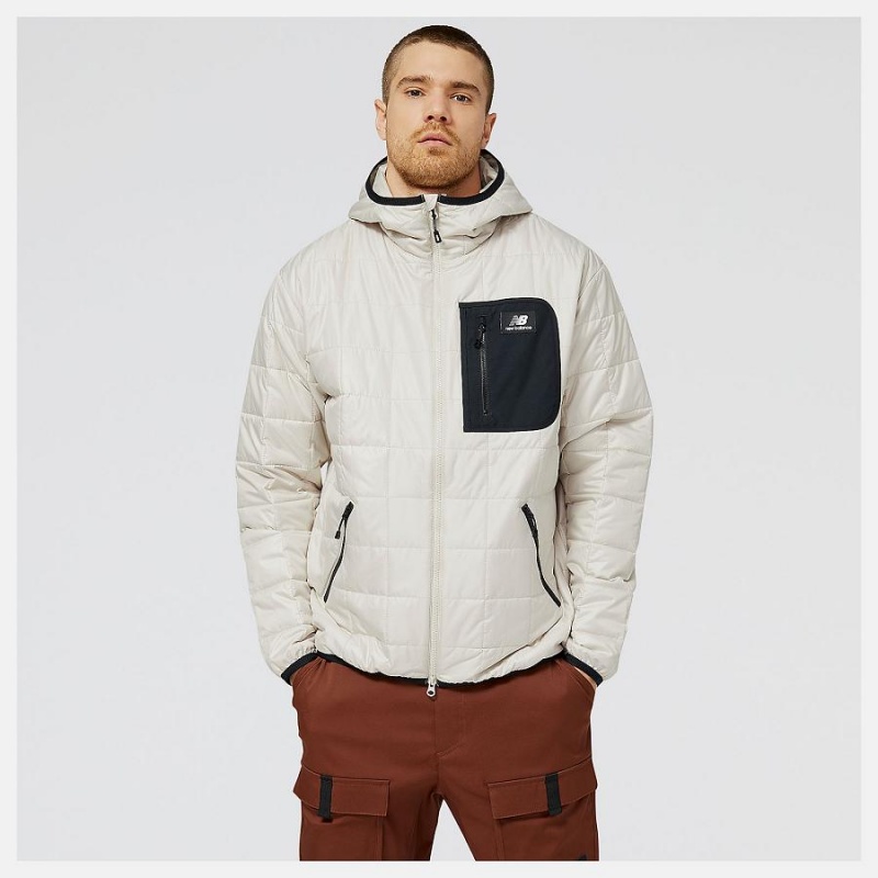 Chaquetas New Balance AT Puffer Hombre Creme | EC 1347BC