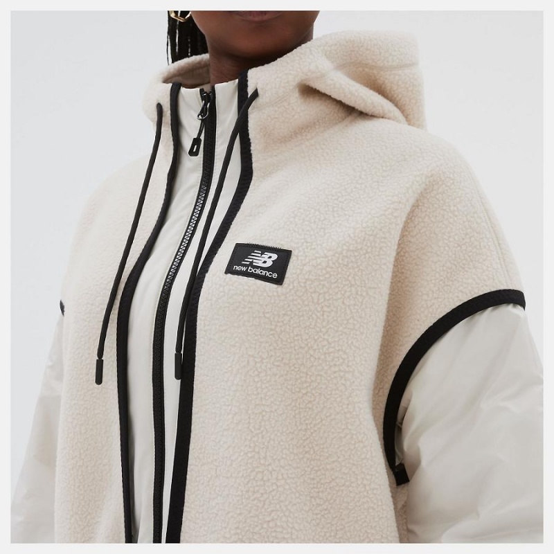 Chaquetas New Balance AT Sherpa Mujer Beige | EC 2061PQ