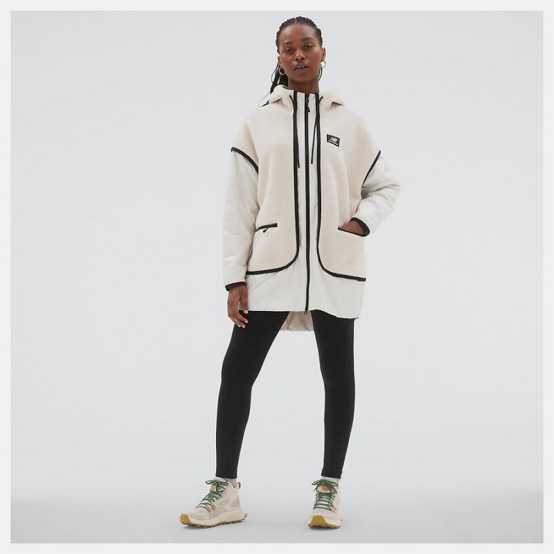Chaquetas New Balance AT Sherpa Mujer Beige | EC 2061PQ