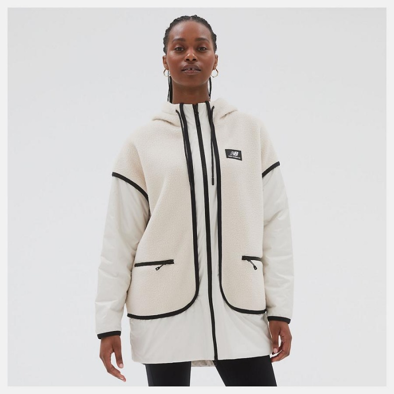 Chaquetas New Balance AT Sherpa Mujer Beige | EC 2061PQ