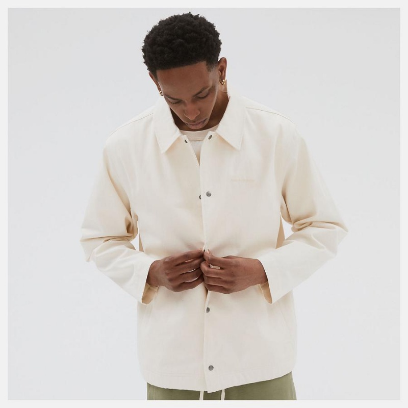 Chaquetas New Balance Athletics Nature State Coaches Hombre Blancas | EC 1350QZ