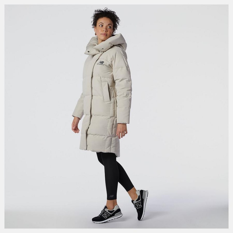 Chaquetas New Balance Athletics Winterized Long Down Mujer Beige | EC 2063SO