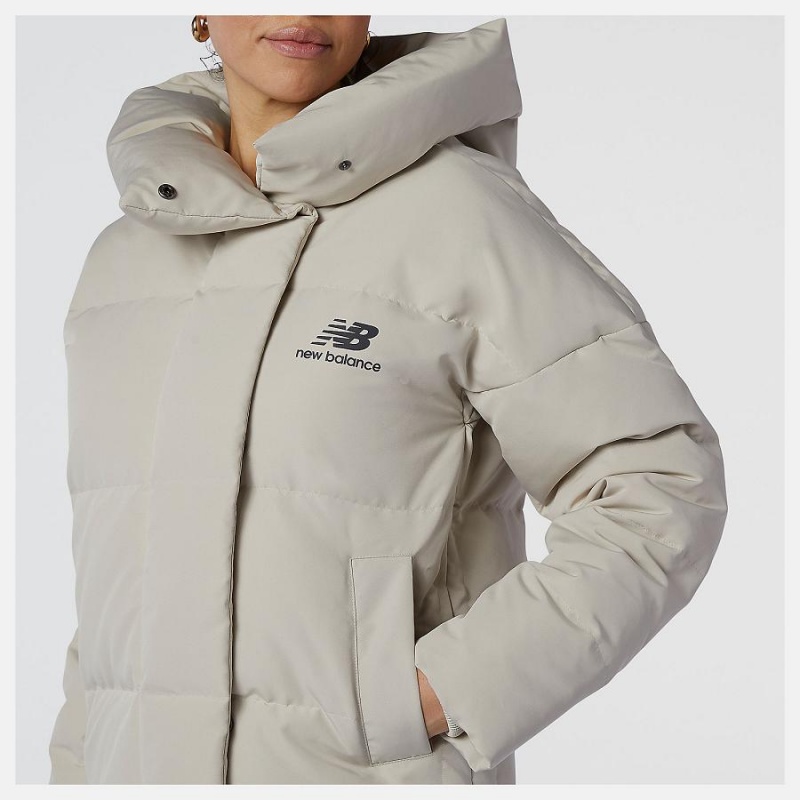 Chaquetas New Balance Athletics Winterized Long Down Mujer Beige | EC 2063SO