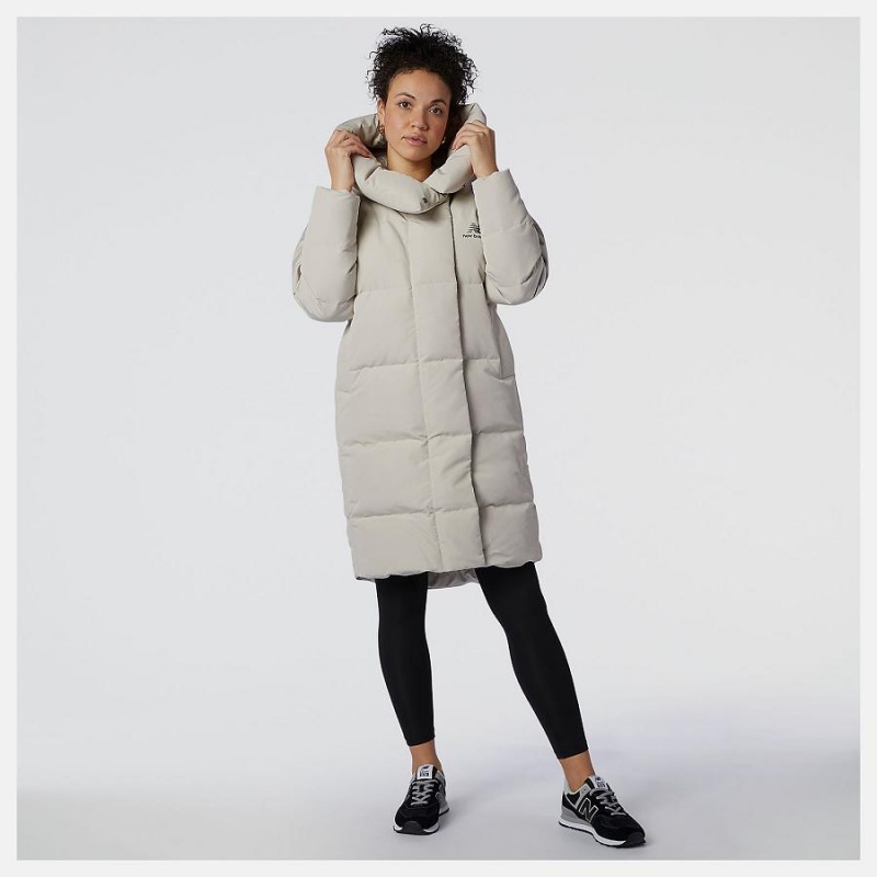 Chaquetas New Balance Athletics Winterized Long Down Mujer Beige | EC 2063SO