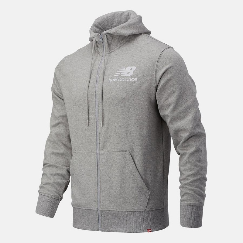 Chaquetas New Balance Essentials Stacked Full Zip Hombre Gris | EC 1353RW