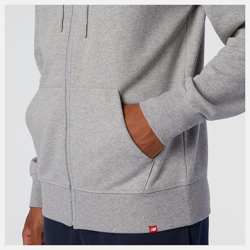 Chaquetas New Balance Essentials Stacked Full Zip Hombre Gris | EC 1353RW