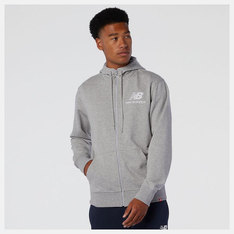 Chaquetas New Balance Essentials Stacked Full Zip Hombre Gris | EC 1353RW