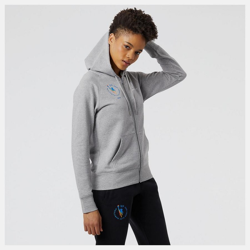 Chaquetas New Balance NYC Marathon Essentials Full Zip Mujer Gris | EC 2073CE