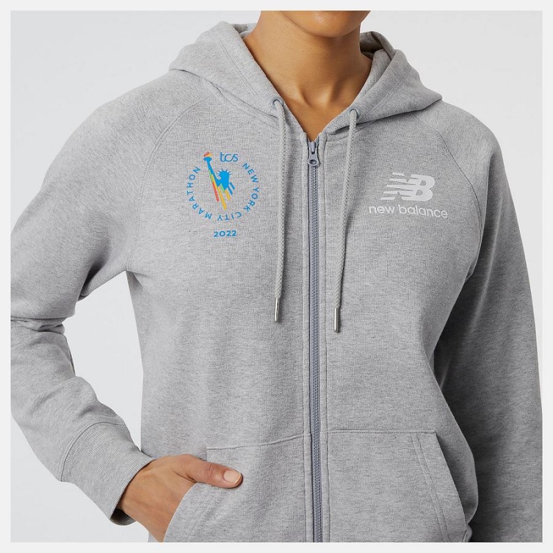 Chaquetas New Balance NYC Marathon Essentials Full Zip Mujer Gris | EC 2073CE