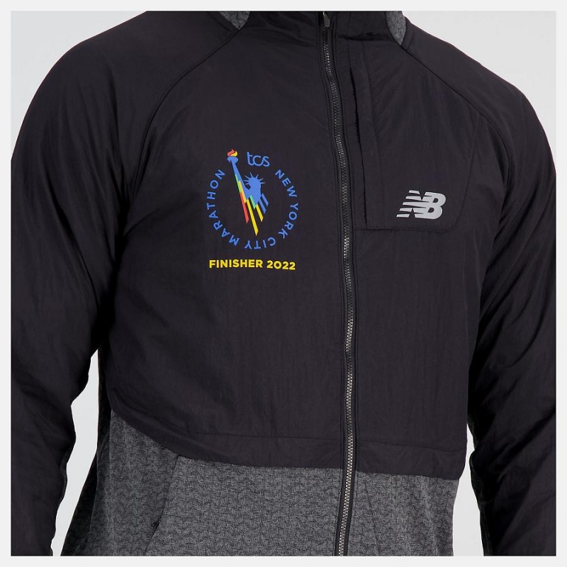 Chaquetas New Balance NYC Marathon Finisher Heat Grid Hombre Negras | EC 1362DN