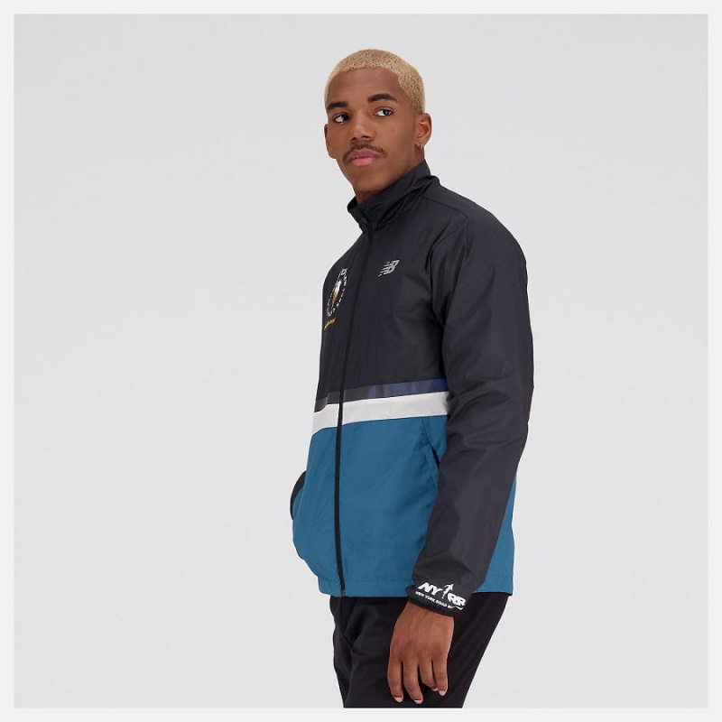 Chaquetas New Balance NYC Marathon Finisher Hombre Negras Azules | EC 1361SO