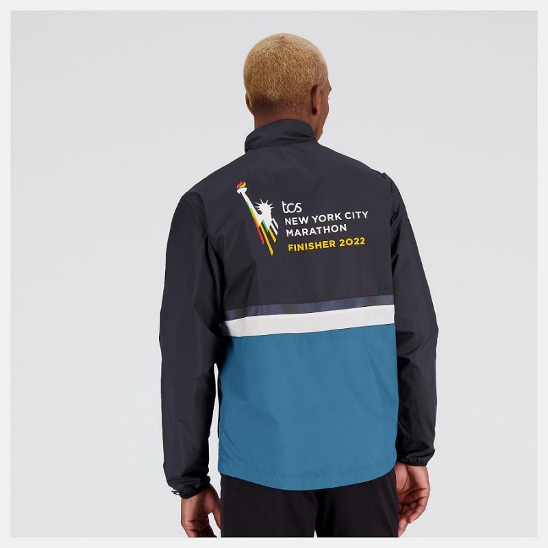 Chaquetas New Balance NYC Marathon Finisher Hombre Negras Azules | EC 1361SO