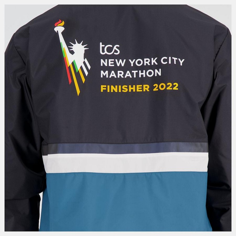 Chaquetas New Balance NYC Marathon Finisher Hombre Negras Azules | EC 1361SO