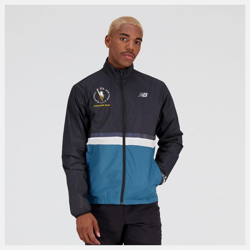Chaquetas New Balance NYC Marathon Finisher Hombre Negras Azules | EC 1361SO