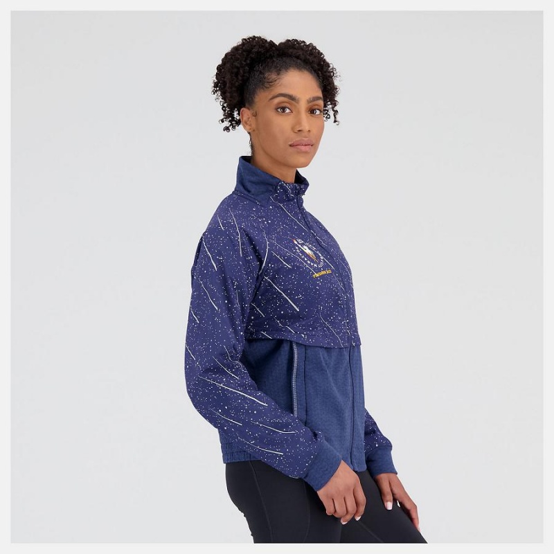 Chaquetas New Balance NYC Marathon Finisher Reflective Heat Grid Mujer Azules | EC 2075BC