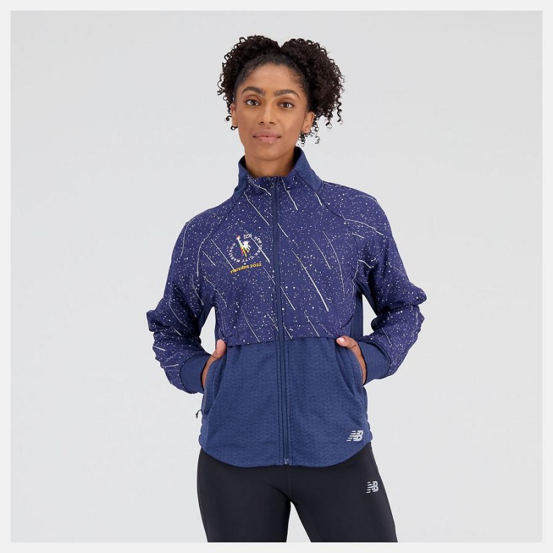 Chaquetas New Balance NYC Marathon Finisher Reflective Heat Grid Mujer Azules | EC 2075BC