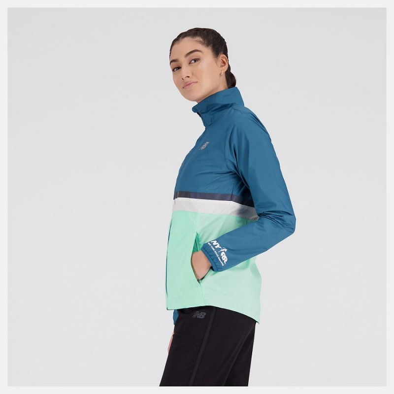 Chaquetas New Balance NYC Marathon Finisher Mujer Azules | EC 2074VD