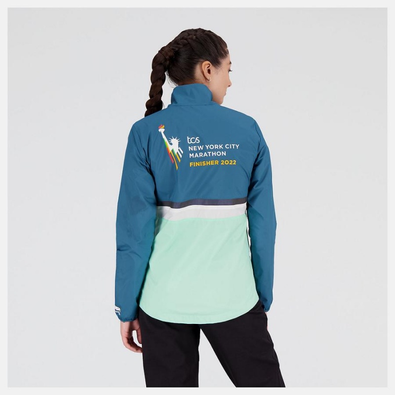 Chaquetas New Balance NYC Marathon Finisher Mujer Azules | EC 2074VD