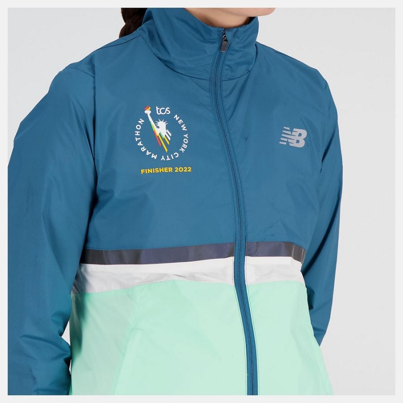 Chaquetas New Balance NYC Marathon Finisher Mujer Azules | EC 2074VD