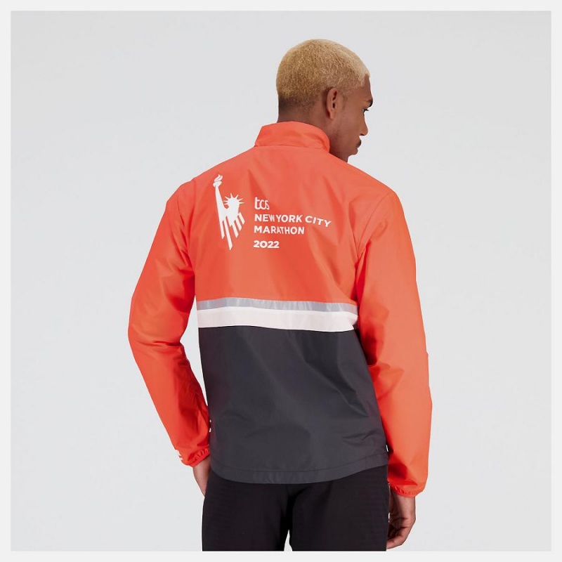 Chaquetas New Balance NYC Marathon Hombre Negras Naranjas | EC 1359PQ