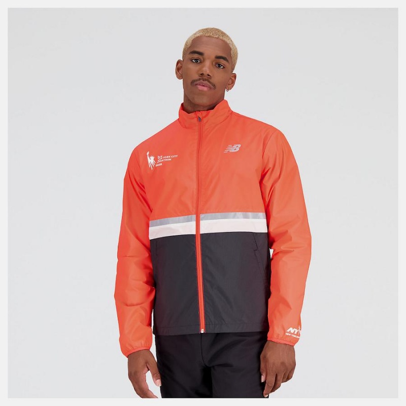 Chaquetas New Balance NYC Marathon Hombre Negras Naranjas | EC 1359PQ