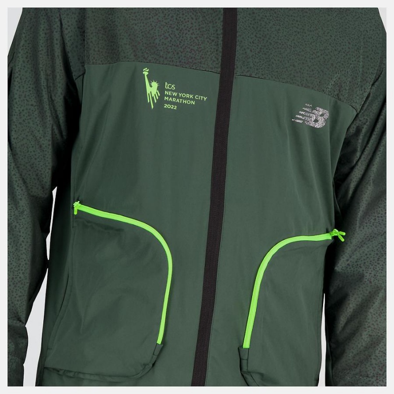 Chaquetas New Balance NYC Marathon PMV Shutter Speed Hombre Verde | EC 1367KI