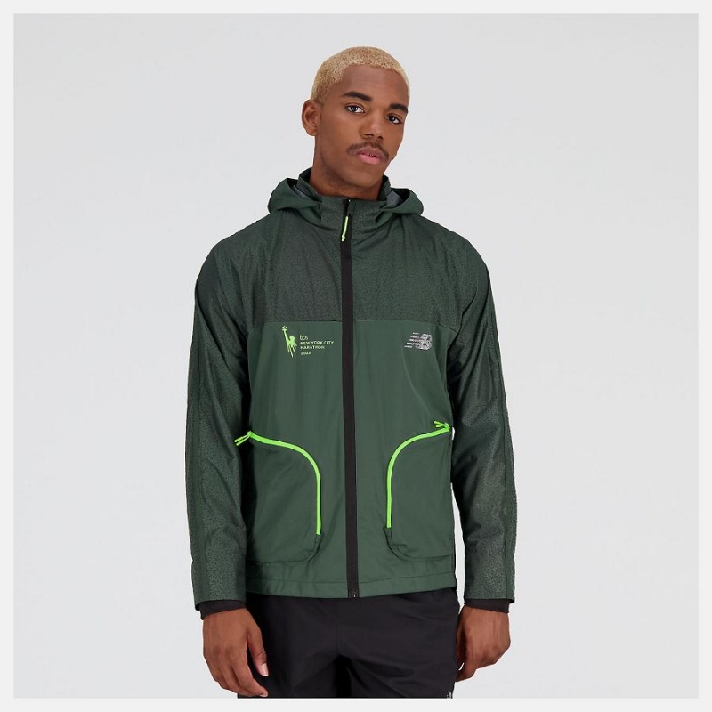 Chaquetas New Balance NYC Marathon PMV Shutter Speed Hombre Verde | EC 1367KI