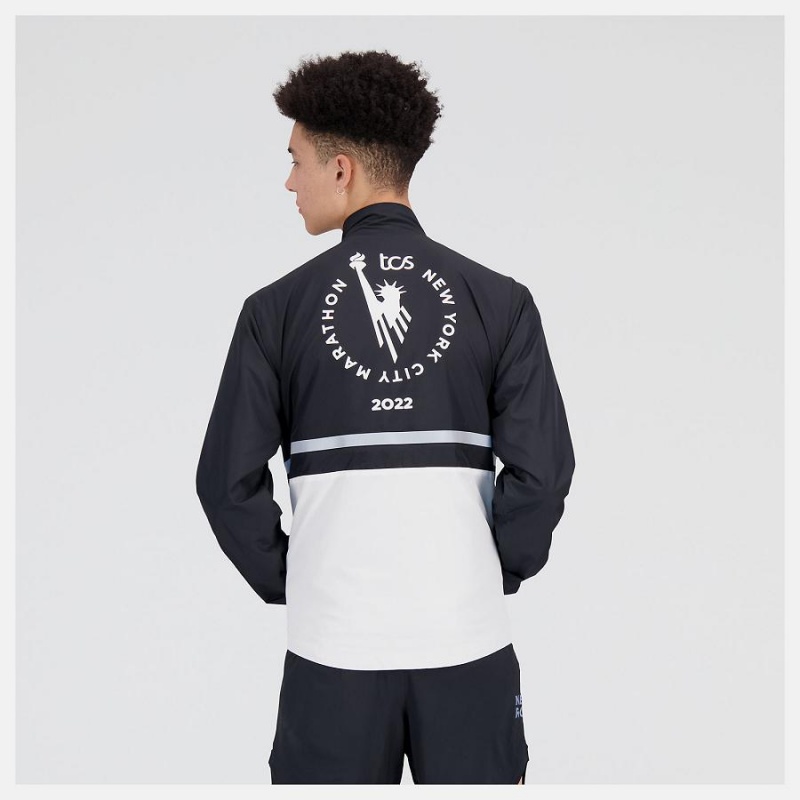Chaquetas New Balance NYC Marathon Surplus Hombre Negras Blancas | EC 1369ZG