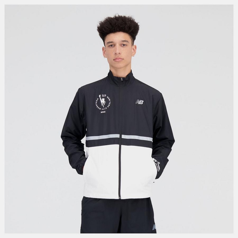 Chaquetas New Balance NYC Marathon Surplus Hombre Negras Blancas | EC 1369ZG