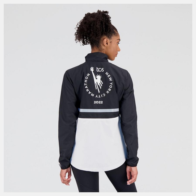 Chaquetas New Balance NYC Marathon Surplus Mujer Negras Blancas | EC 2081RW