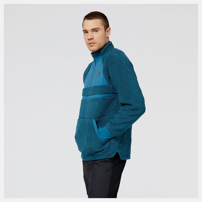 Chaquetas New Balance Q Speed Sherpa Anorak Hombre Azules | EC 1371CE