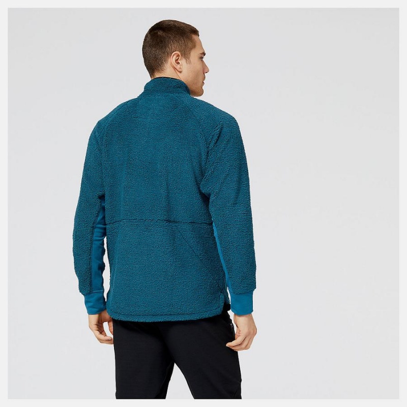 Chaquetas New Balance Q Speed Sherpa Anorak Hombre Azules | EC 1371CE