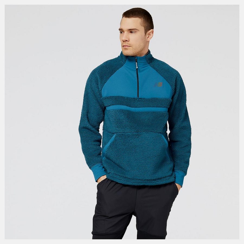 Chaquetas New Balance Q Speed Sherpa Anorak Hombre Azules | EC 1371CE