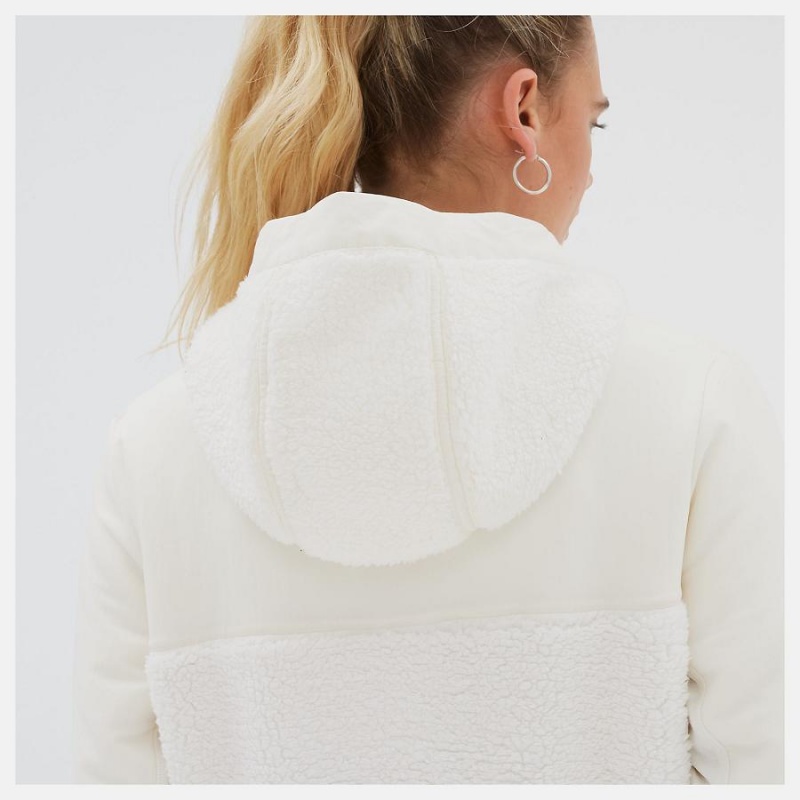 Chaquetas New Balance Q Speed Sherpa Anorak Mujer Blancas | EC 2082TV