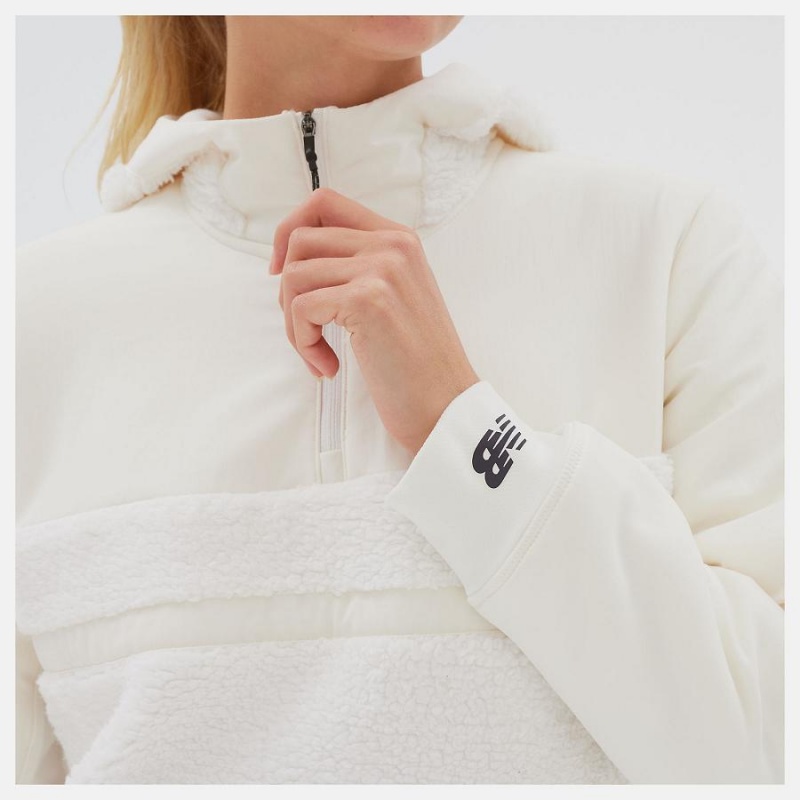Chaquetas New Balance Q Speed Sherpa Anorak Mujer Blancas | EC 2082TV