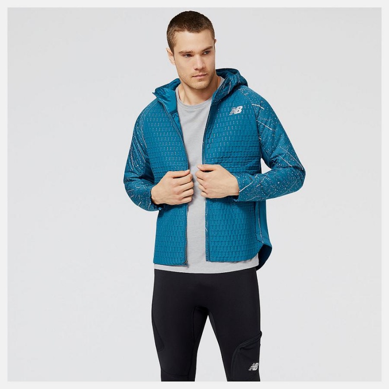 Chaquetas New Balance Reflective Impact Run Heat Hombre Azules | EC 1373BC