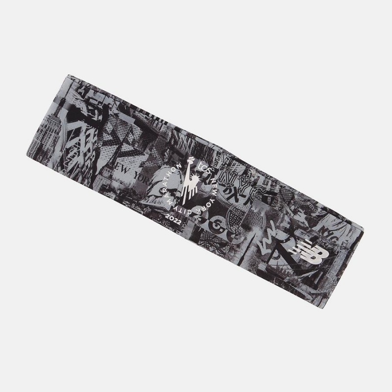 Diadema New Balance NYC Marathon Stretch Mujer Negras | EC 2009PQ