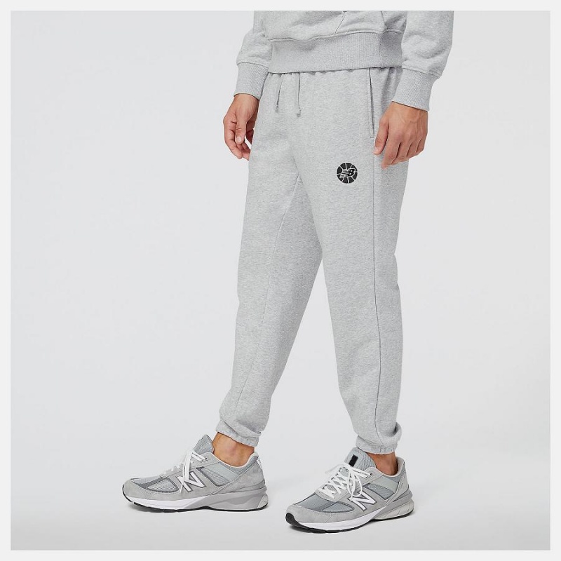 Pantalon New Balance Hoops Fundamentals Hombre Gris | EC 1396XF