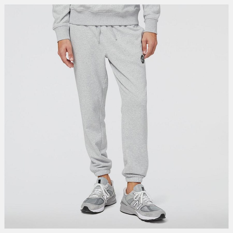 Pantalon New Balance Hoops Fundamentals Hombre Gris | EC 1396XF