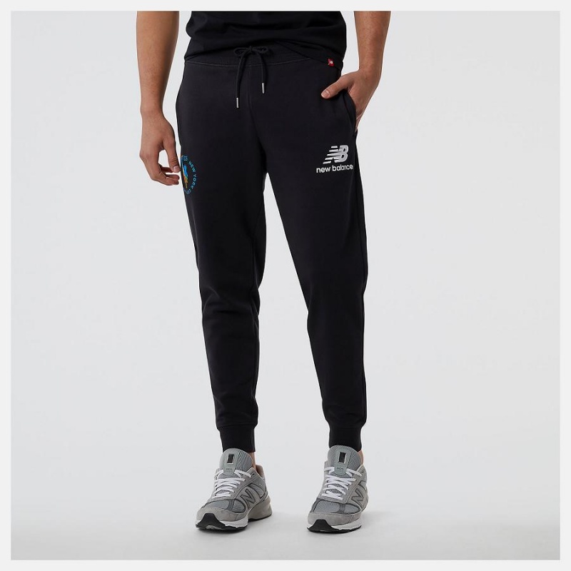 Pantalon New Balance NYC Marathon Essentials Stacked Logo Sweatpant Hombre Negras | EC 1401MA