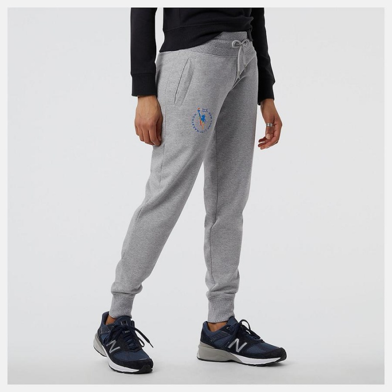 Pantalon New Balance NYC Marathon Essentials French Terry Sweatpant Mujer Gris | EC 2106EX