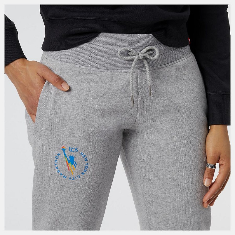 Pantalon New Balance NYC Marathon Essentials French Terry Sweatpant Mujer Gris | EC 2106EX
