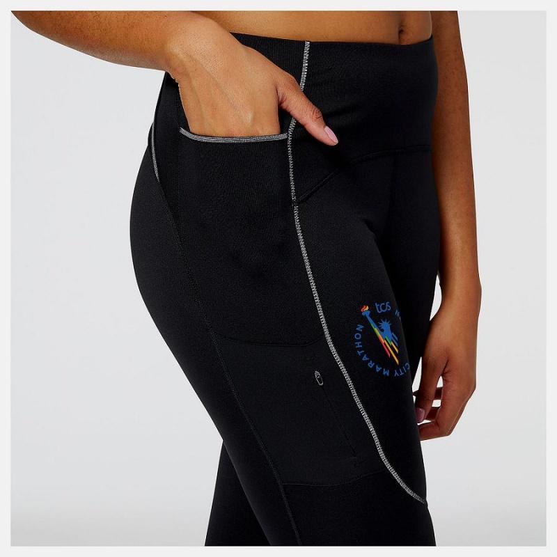 Pantalon New Balance NYC Marathon Impact Run Heat Tight Mujer Negras | EC 2107RW